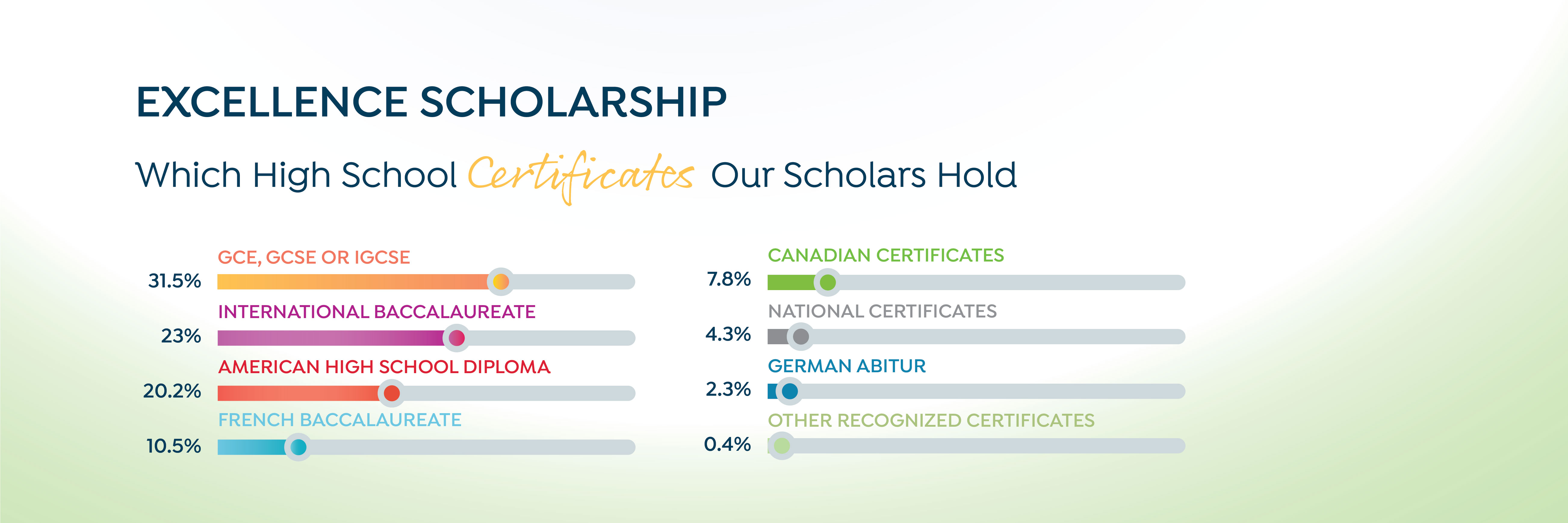 infographic showing the percentages of certificates students hold