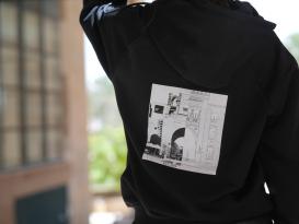 Old & new campus black hoodie