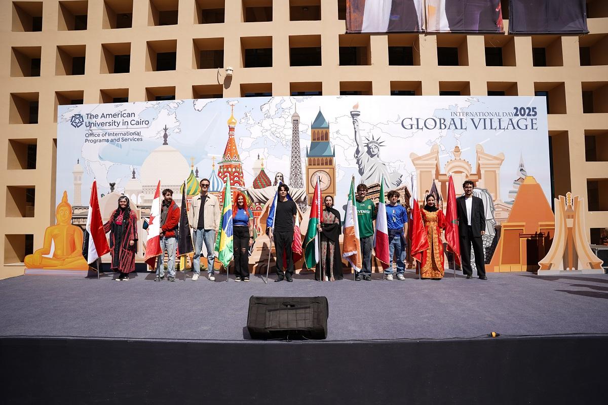 a group of international students performing on stage at AUC International Day