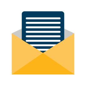 a photo of a yellow envelope with a dark blue paper with stripped lines 