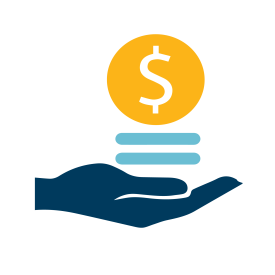 an icon showing a hand with a dollar sign